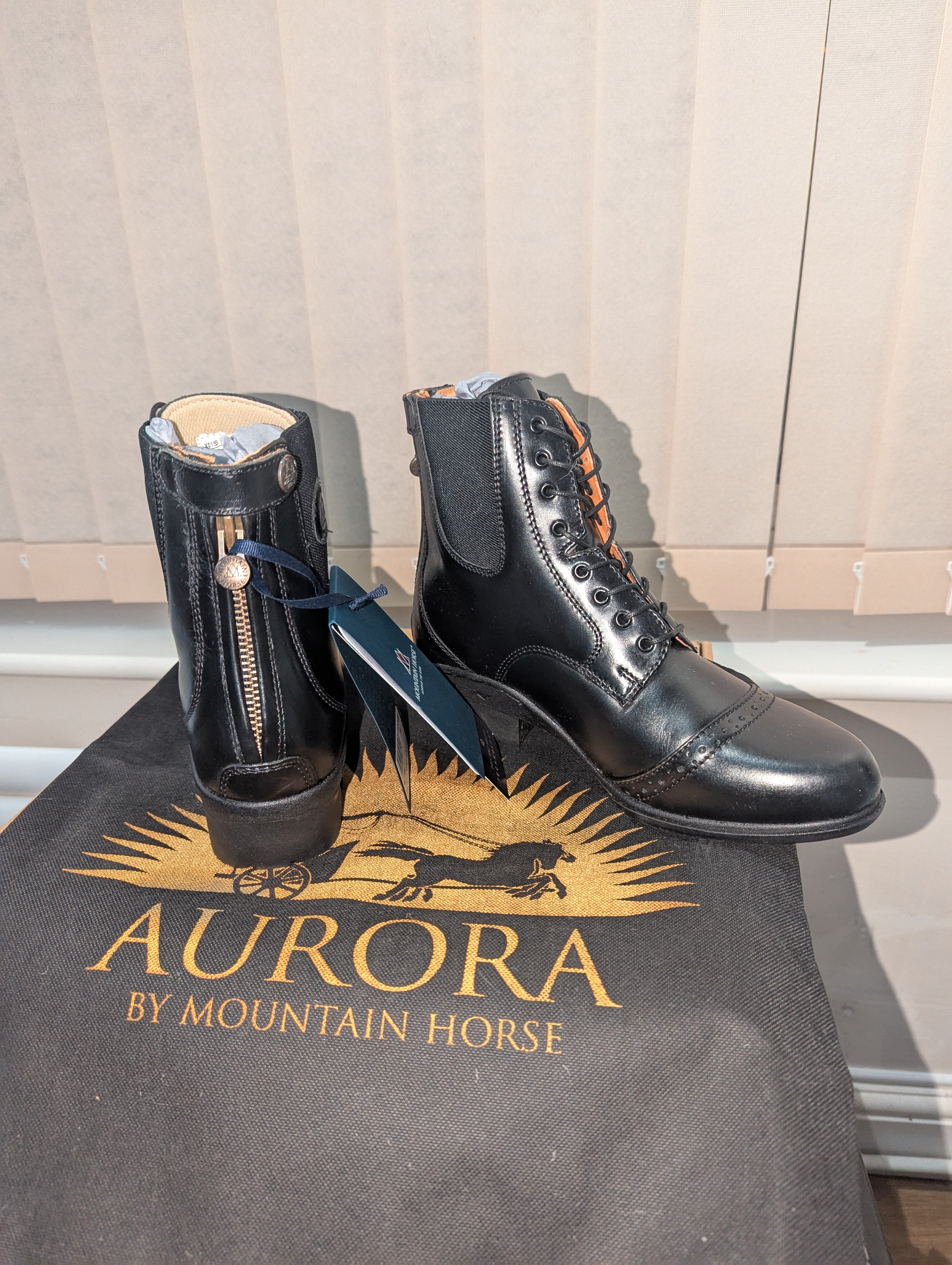Aurora Lace Back Zip Paddock Boots Black UK size 5.5 Eu 39
